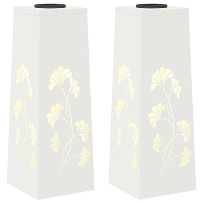 Solar LED Pathway Light 2 pcs White Cold Rolled Steel