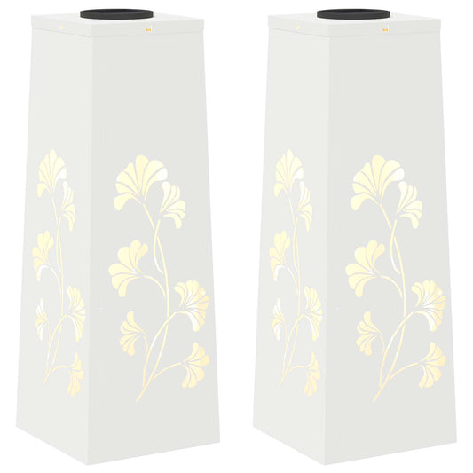 Solar LED Pathway Light 2 pcs White Cold Rolled Steel