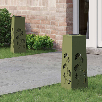 Solar LED Pathway Light 2 pcs Olive Green Cold Rolled Steel