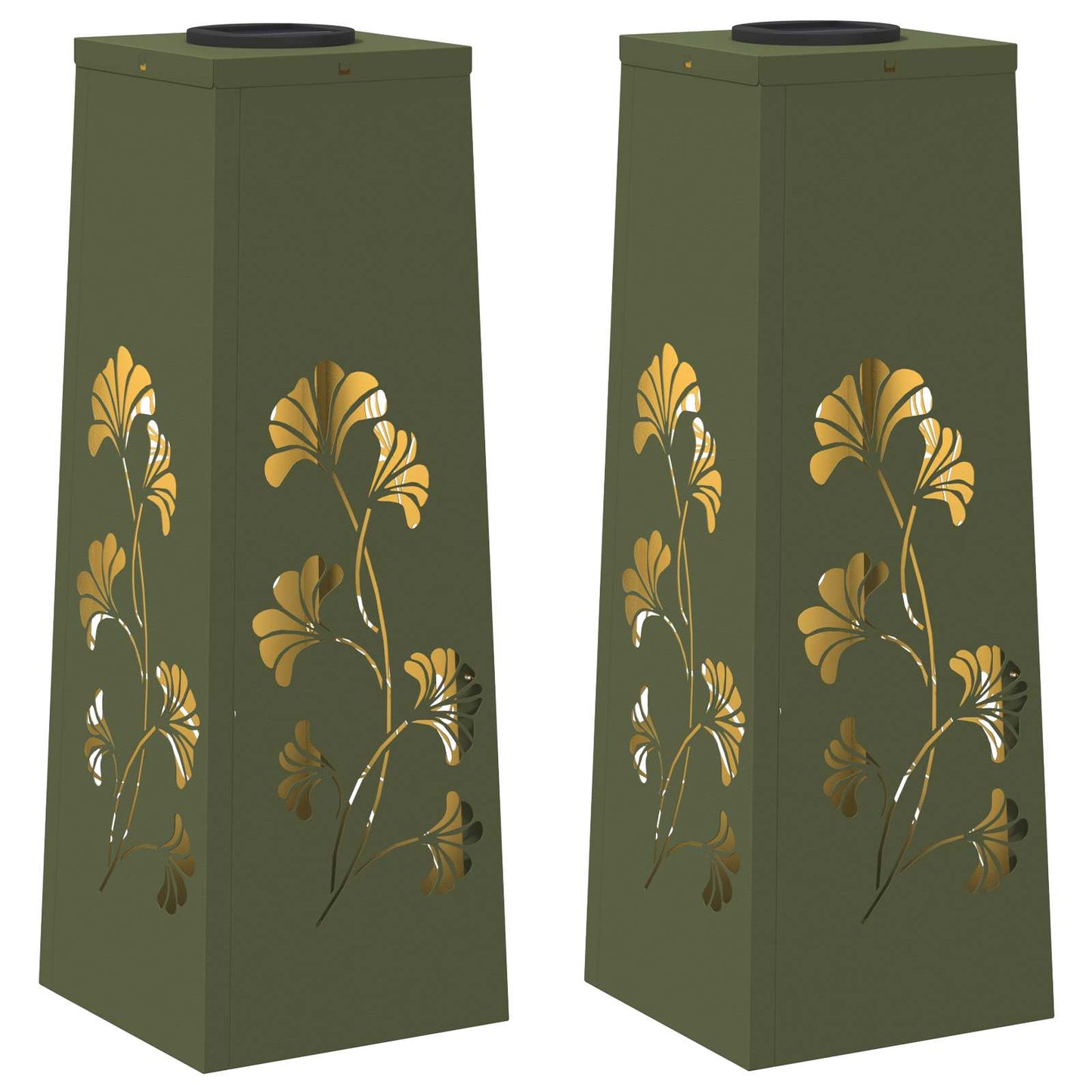 Solar LED Pathway Light 2 pcs Olive Green Cold Rolled Steel