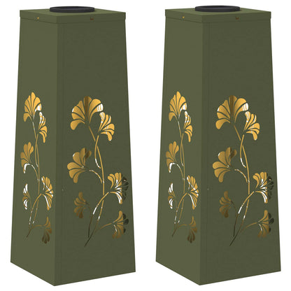 Solar LED Pathway Light 2 pcs Olive Green Cold Rolled Steel