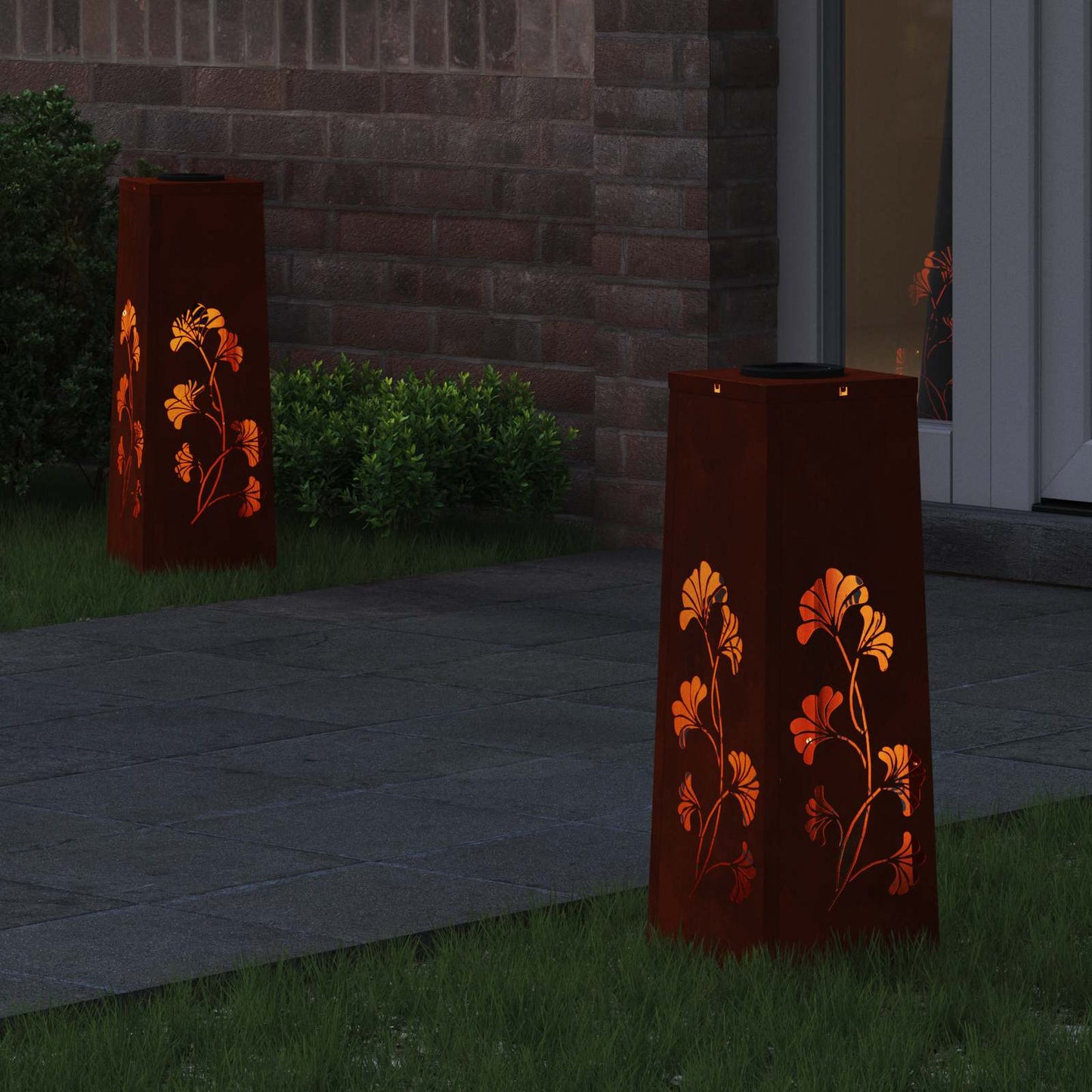 Solar LED Pathway Light 2 pcs Corten Steel Corten Steel