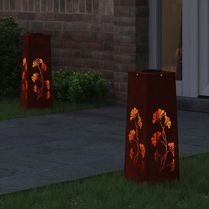 Solar LED Pathway Light 2 pcs Corten Steel Corten Steel