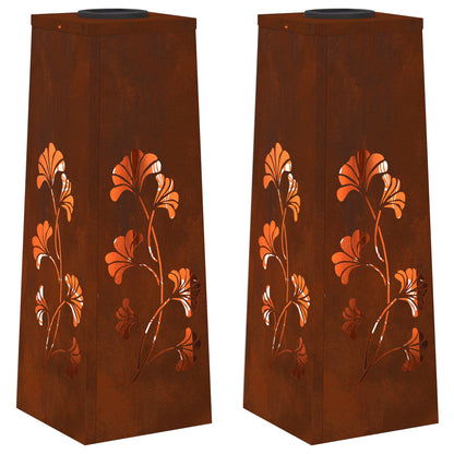 Solar LED Pathway Light 2 pcs Corten Steel Corten Steel