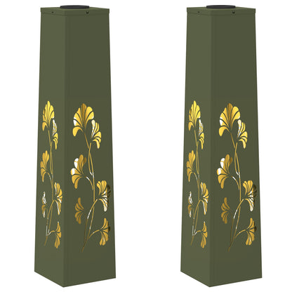 Solar LED Pathway Light 2 pcs Olive Green Cold Rolled Steel