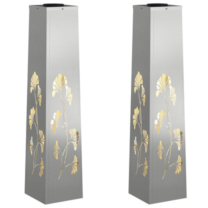 Solar LED Pathway Light 2 pcs Silver Galvanized Steel