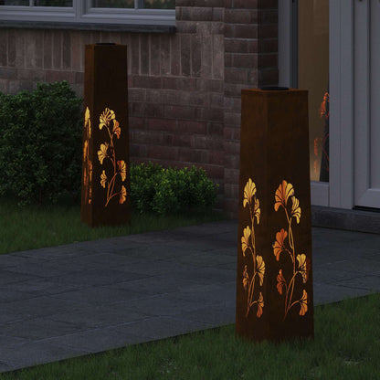 Solar LED Pathway Light 2 pcs Rusty Weathering Steel