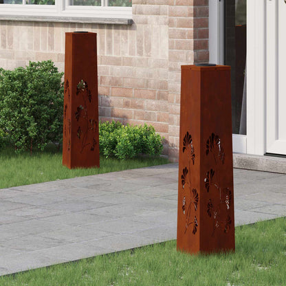 Solar LED Pathway Light 2 pcs Rusty Weathering Steel
