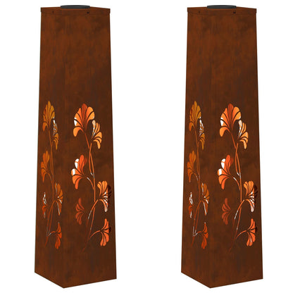 Solar LED Pathway Light 2 pcs Rusty Weathering Steel