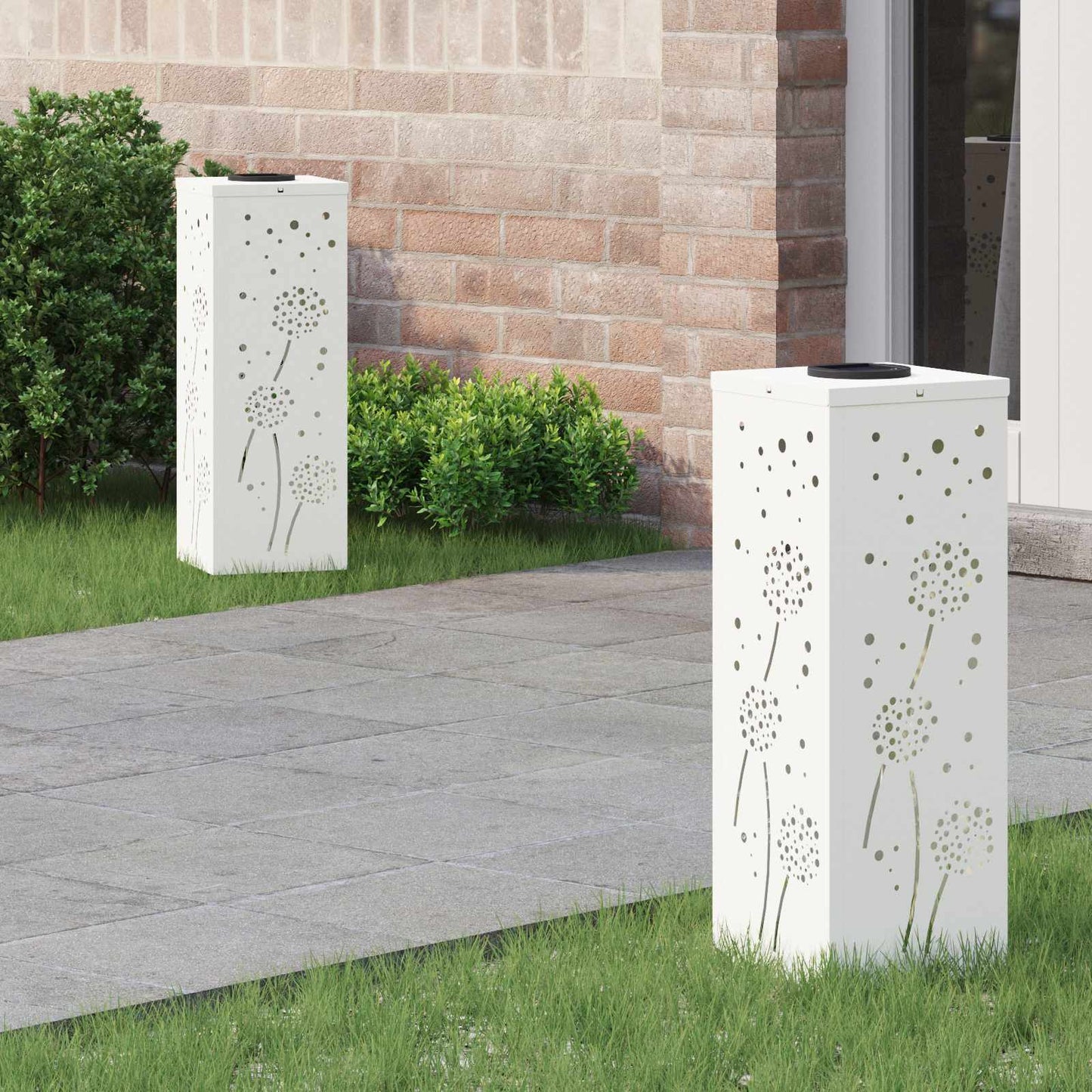 Solar LED Pathway Light 2 pcs White Cold Rolled Steel