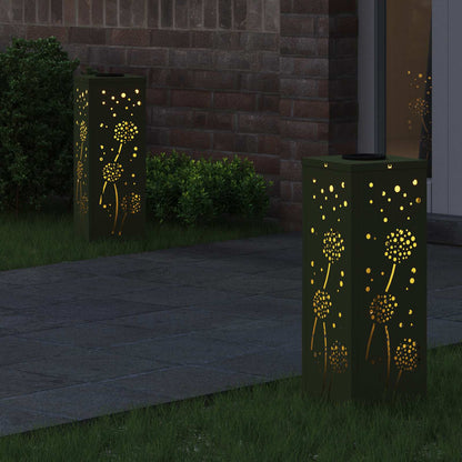 Solar LED Pathway Light 2 pcs Olive Green Cold Rolled Steel