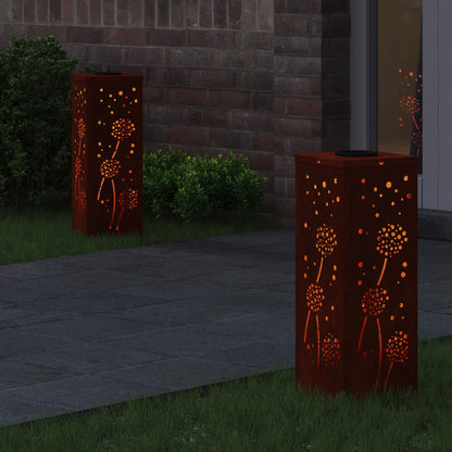 Solar LED Pathway Light 2 pcs Rusty Weathering Steel