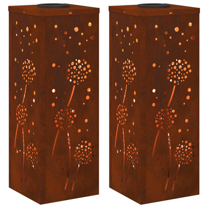 Solar LED Pathway Light 2 pcs Rusty Weathering Steel