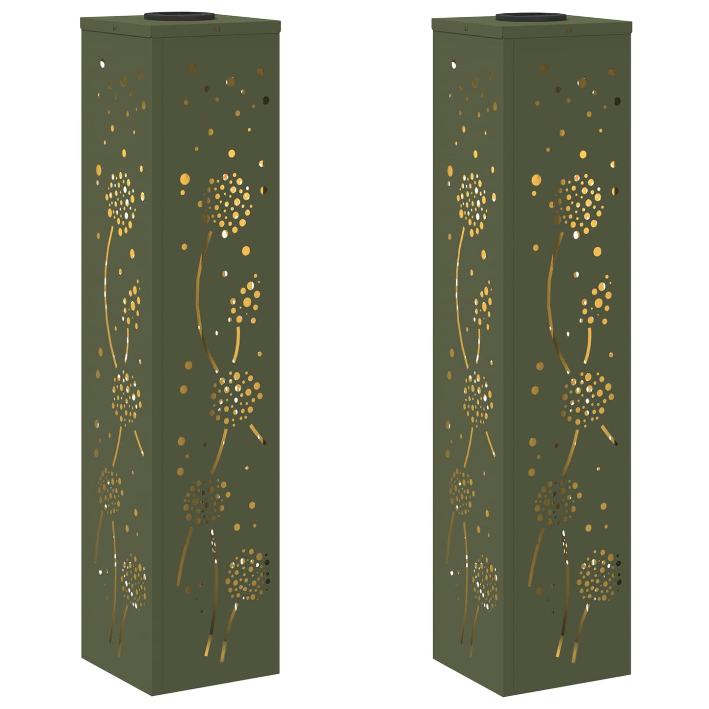 Solar LED Pathway Light 2 pcs Olive Green Cold Rolled Steel