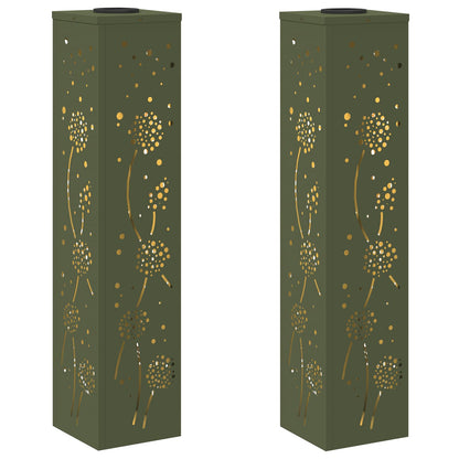 Solar LED Pathway Light 2 pcs Olive Green Cold Rolled Steel