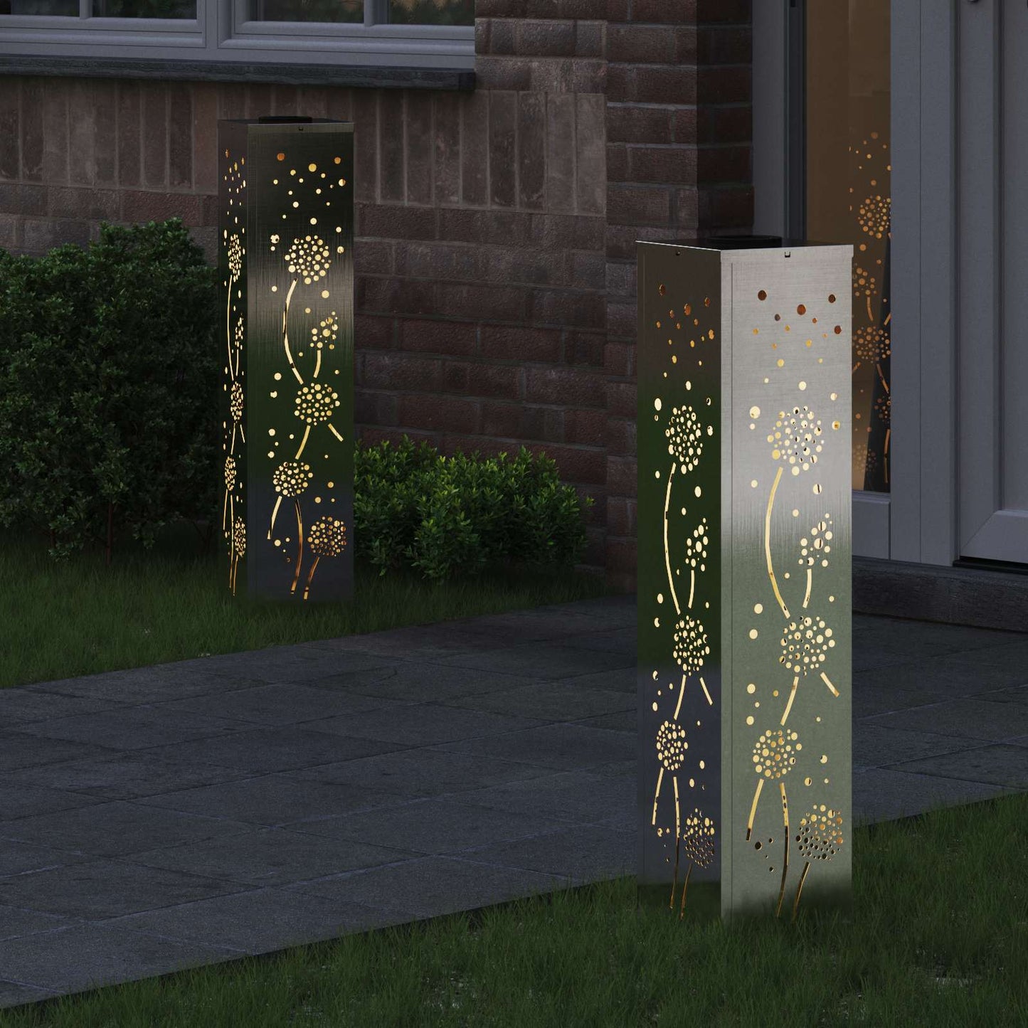Solar LED Pathway Light 2 pcs Silver Stainless Steel
