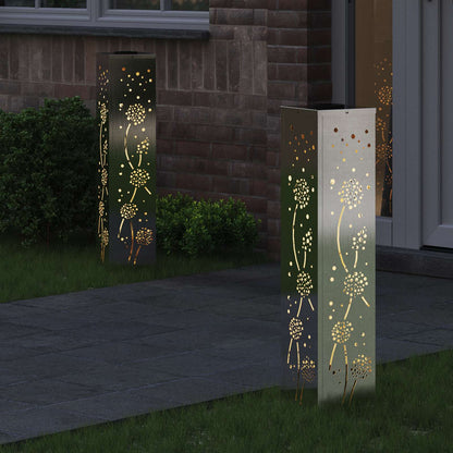Solar LED Pathway Light 2 pcs Silver Stainless Steel