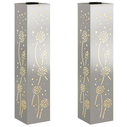 Solar LED Pathway Light 2 pcs Silver Stainless Steel