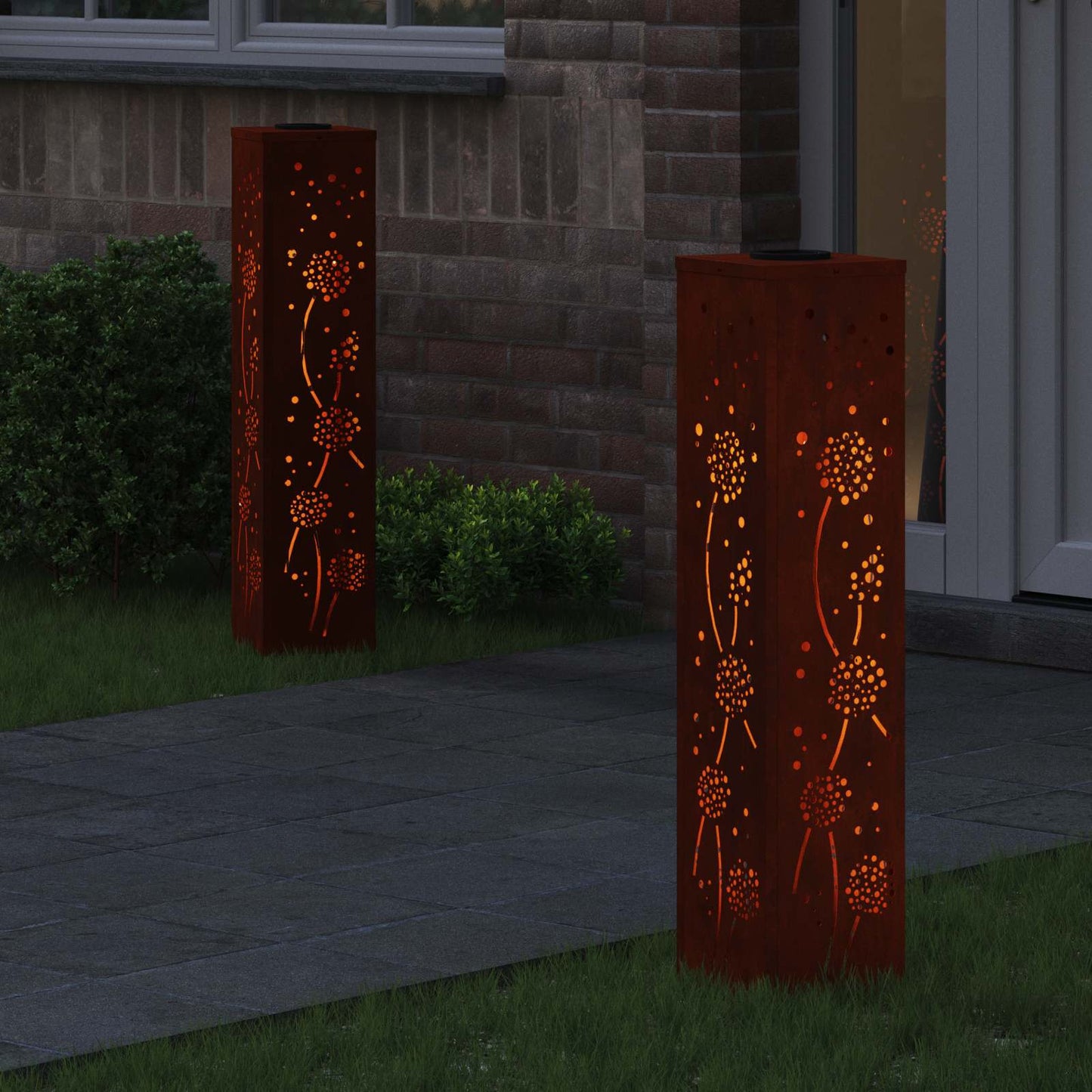 Solar LED Pathway Light 2 pcs Rusty Weathering Steel
