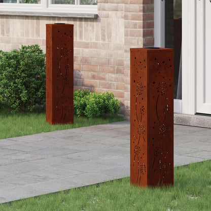 Solar LED Pathway Light 2 pcs Rusty Weathering Steel