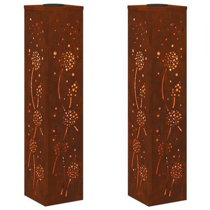 Solar LED Pathway Light 2 pcs Rusty Weathering Steel