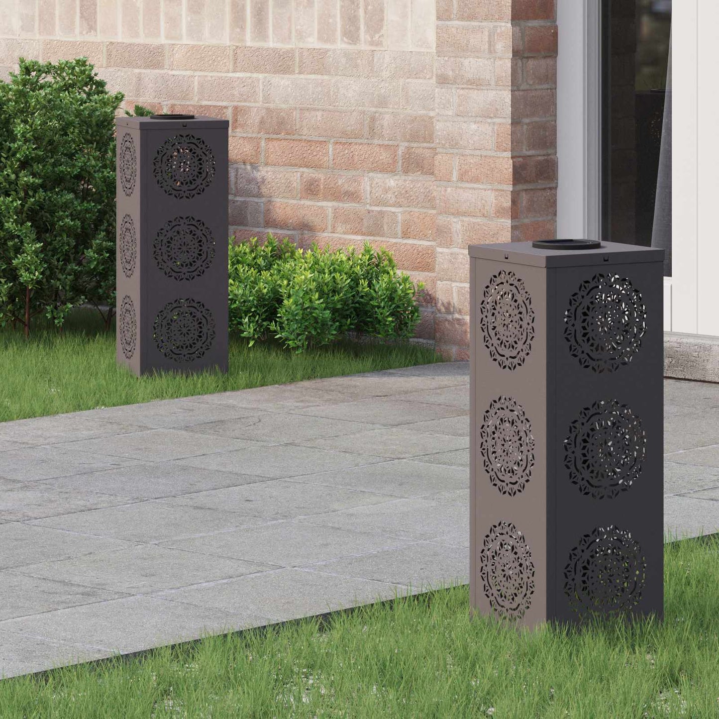 Solar LED Pathway Light 2 pcs Black Cold Rolled Steel