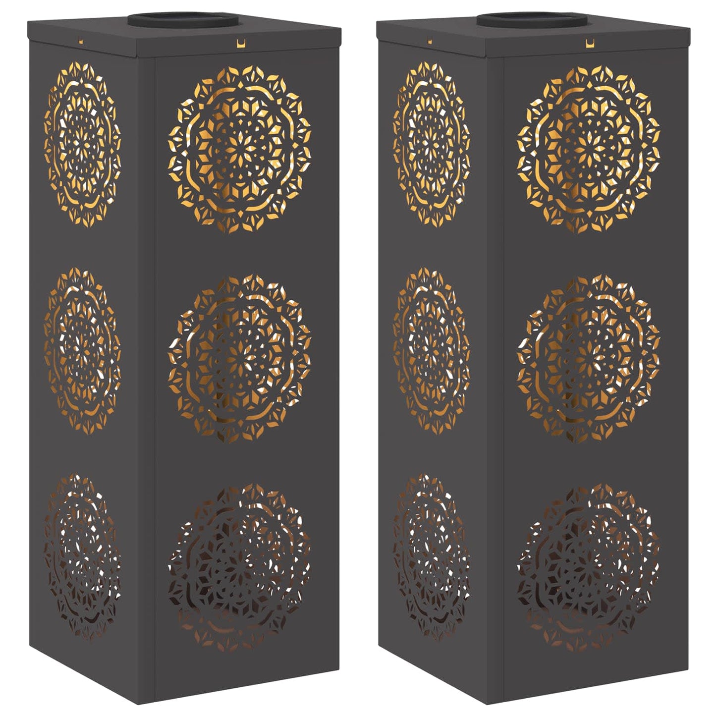 Solar LED Pathway Light 2 pcs Black Cold Rolled Steel