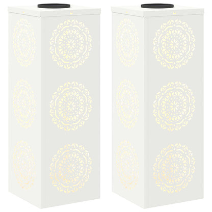 Solar LED Pathway Light 2 pcs White Cold Rolled Steel