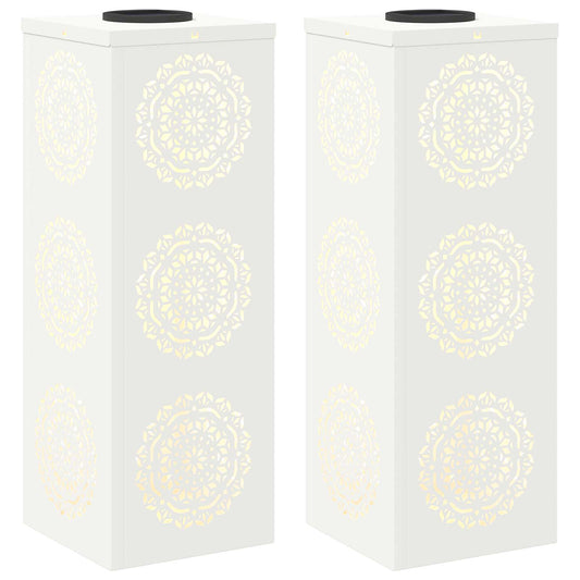 Solar LED Pathway Light 2 pcs White Cold Rolled Steel