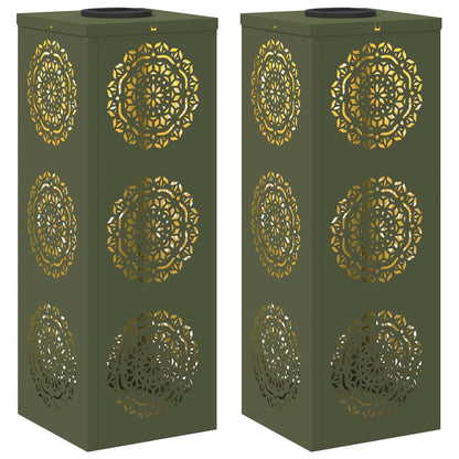 Solar LED Pathway Light 2 pcs Olive Green Cold Rolled Steel