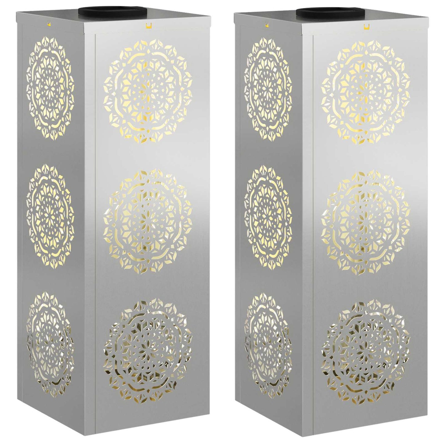 Solar LED Pathway Light 2 pcs Galvanized Galvanized