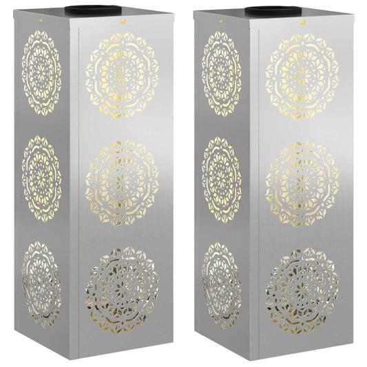 Solar LED Pathway Light 2 pcs Galvanized Galvanized