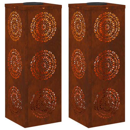 Solar LED Pathway Light 2 pcs Rusty Weathering Steel