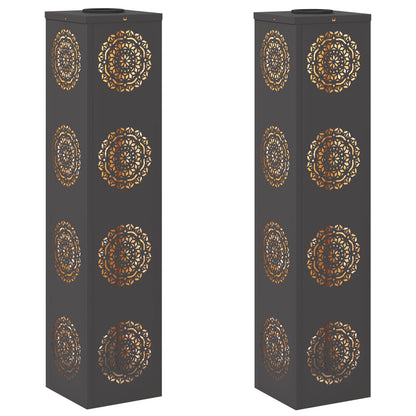 Solar LED Pathway Light 2 pcs Black Cold Rolled Steel