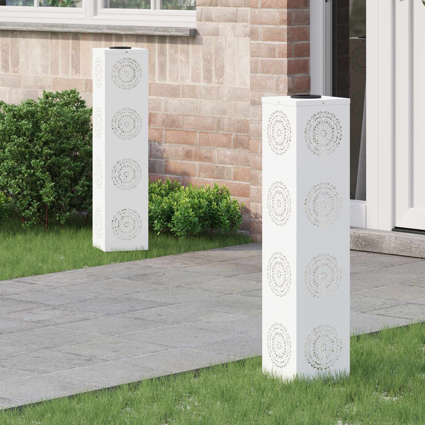 Solar LED Pathway Light 2 pcs White Cold Rolled Steel