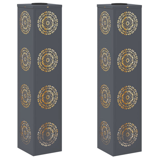 Solar LED Pathway Light 2 pcs Anthracite Cold Rolled Steel