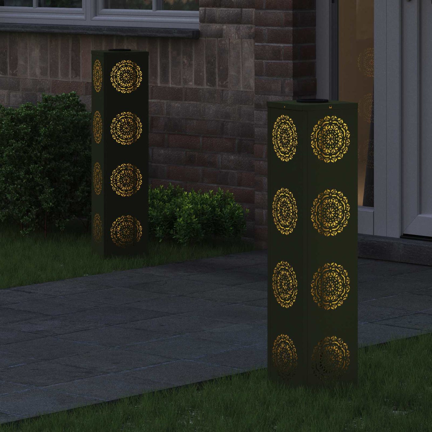 Solar LED Pathway Light 2 pcs Olive Green Cold Rolled Steel