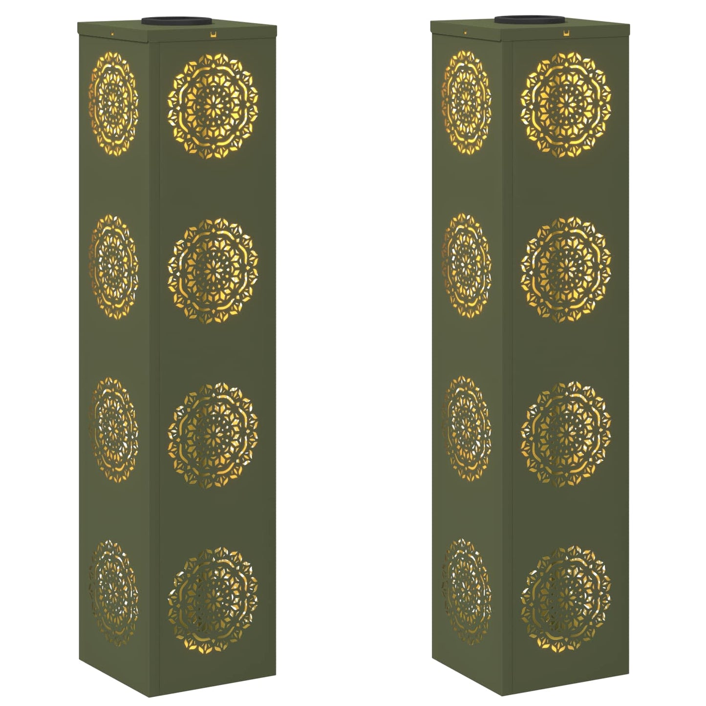 Solar LED Pathway Light 2 pcs Olive Green Cold Rolled Steel