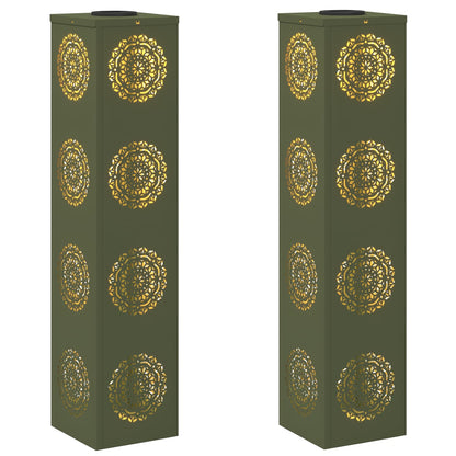 Solar LED Pathway Light 2 pcs Olive Green Cold Rolled Steel