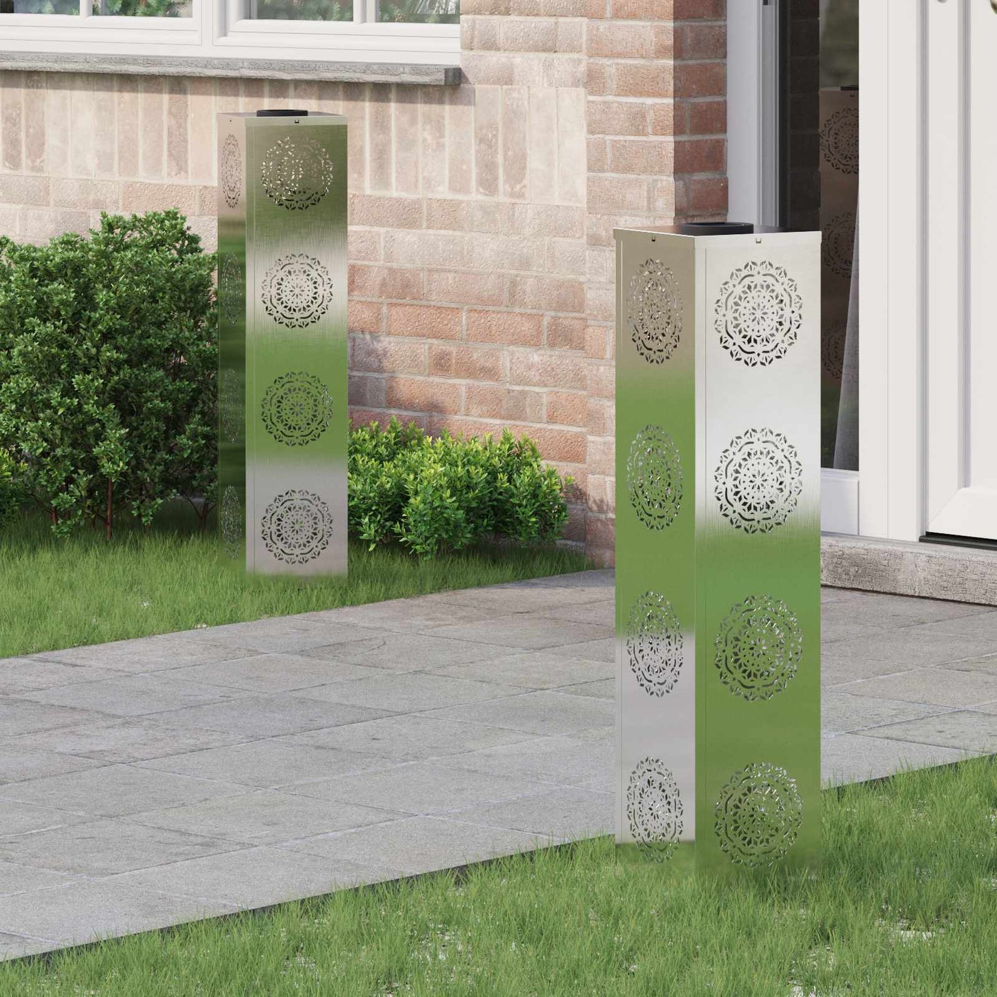 Solar LED Pathway Light 2 pcs Silver Stainless Steel