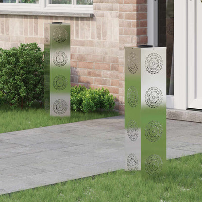 Solar LED Pathway Light 2 pcs Silver Stainless Steel