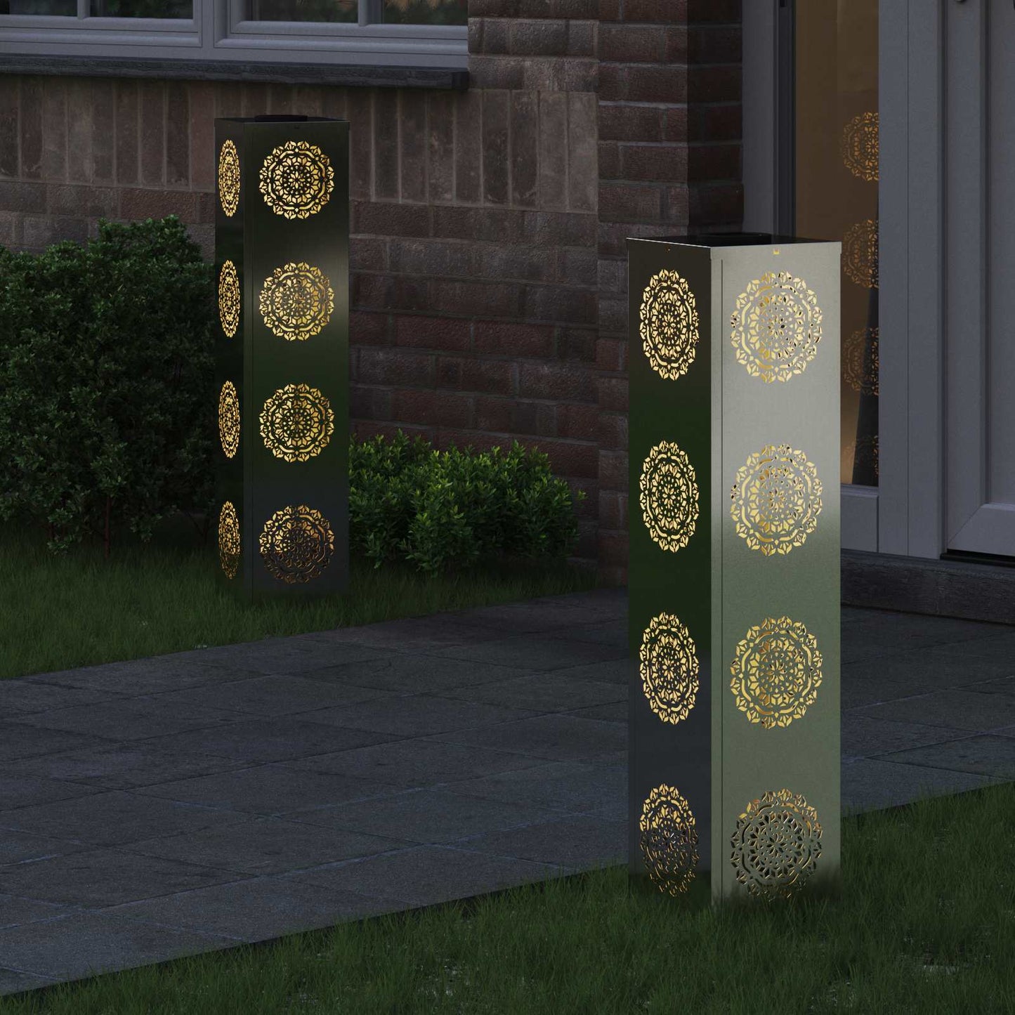 Solar LED Pathway Light 2 pcs Galvanized Galvanized