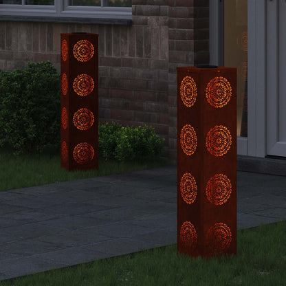 Solar LED Pathway Light 2 pcs Corten Steel Corten Steel