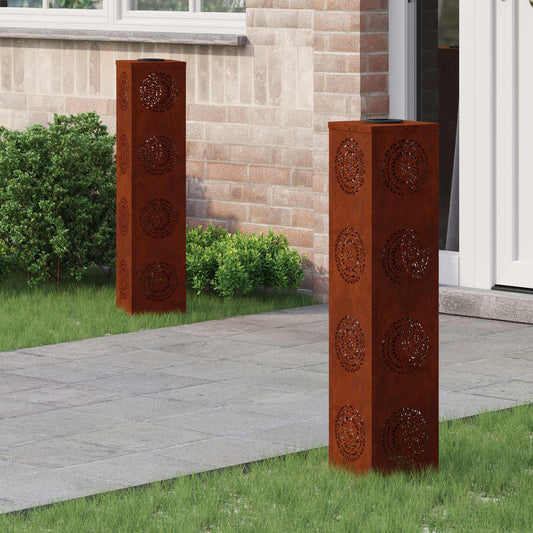 Solar LED Pathway Light 2 pcs Corten Steel Corten Steel