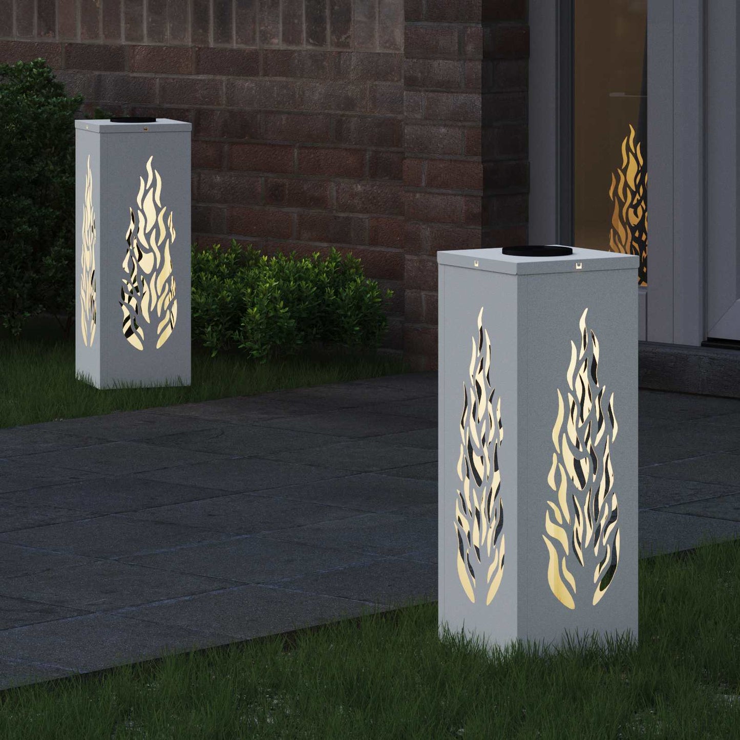 Solar LED Pathway Light 2 pcs White Cold Rolled Steel