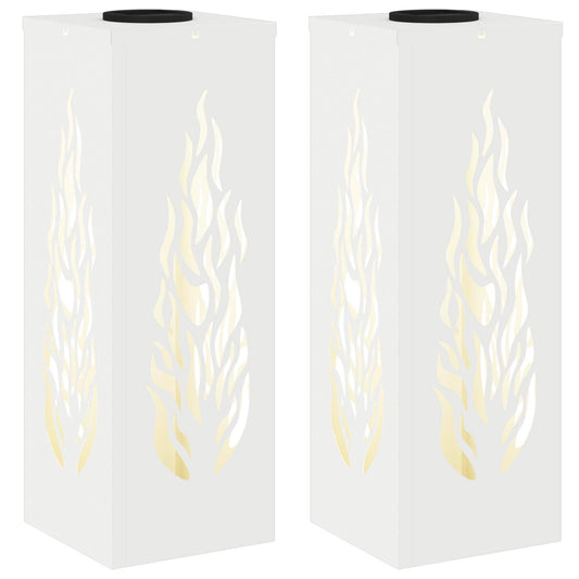 Solar LED Pathway Light 2 pcs White Cold Rolled Steel