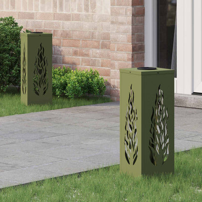 Solar LED Pathway Light 2 pcs Olive Green Cold Rolled Steel