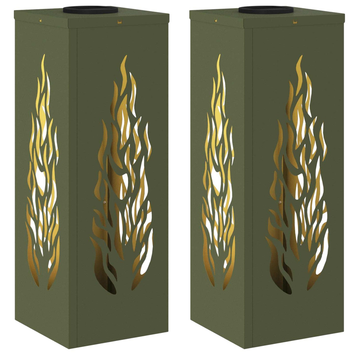 Solar LED Pathway Light 2 pcs Olive Green Cold Rolled Steel