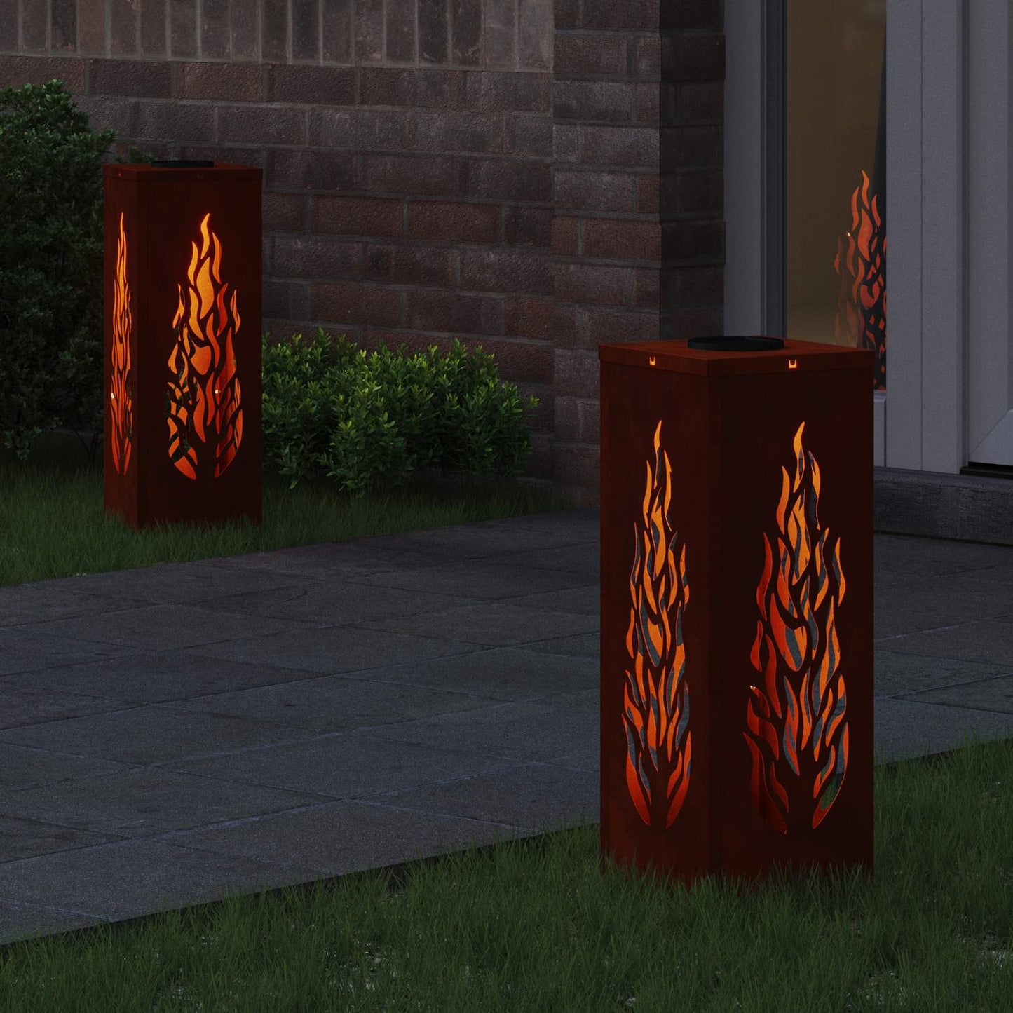 Solar LED Pathway Light 2 pcs Corten Steel Corten Steel