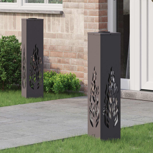 Solar LED Pathway Light 2 pcs Black Cold Rolled Steel